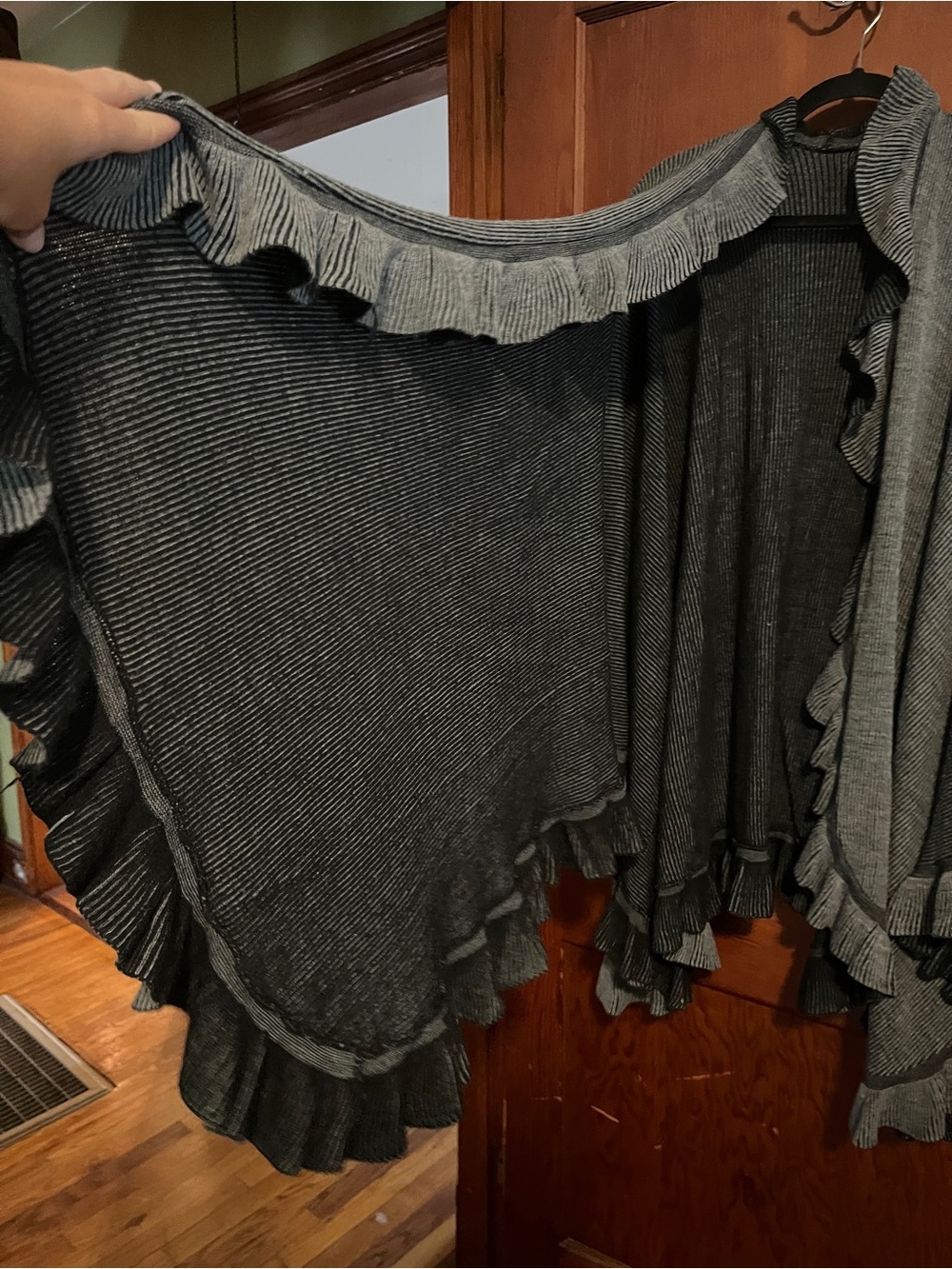 Gray Ruffle-Trim Women's Sweater Wrap - Picture 3 of 6